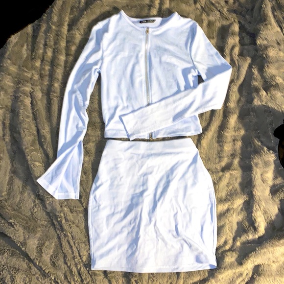 Baby blue zip up and skirt set, size s - Picture 1 of 5